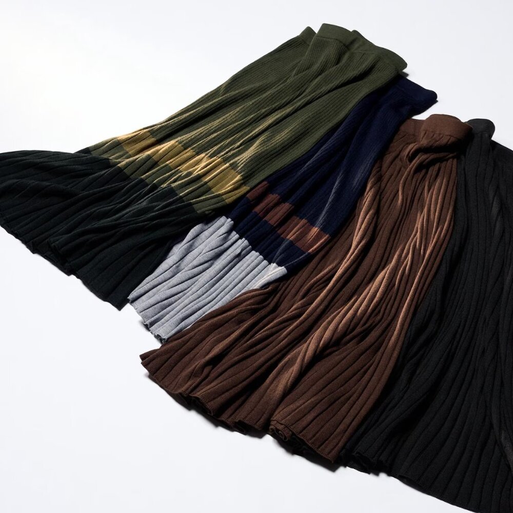 NWT Uniqlo : C Merino Blend Ribbed Skirt | Color Block, Green, XS - Picture 6 of 7